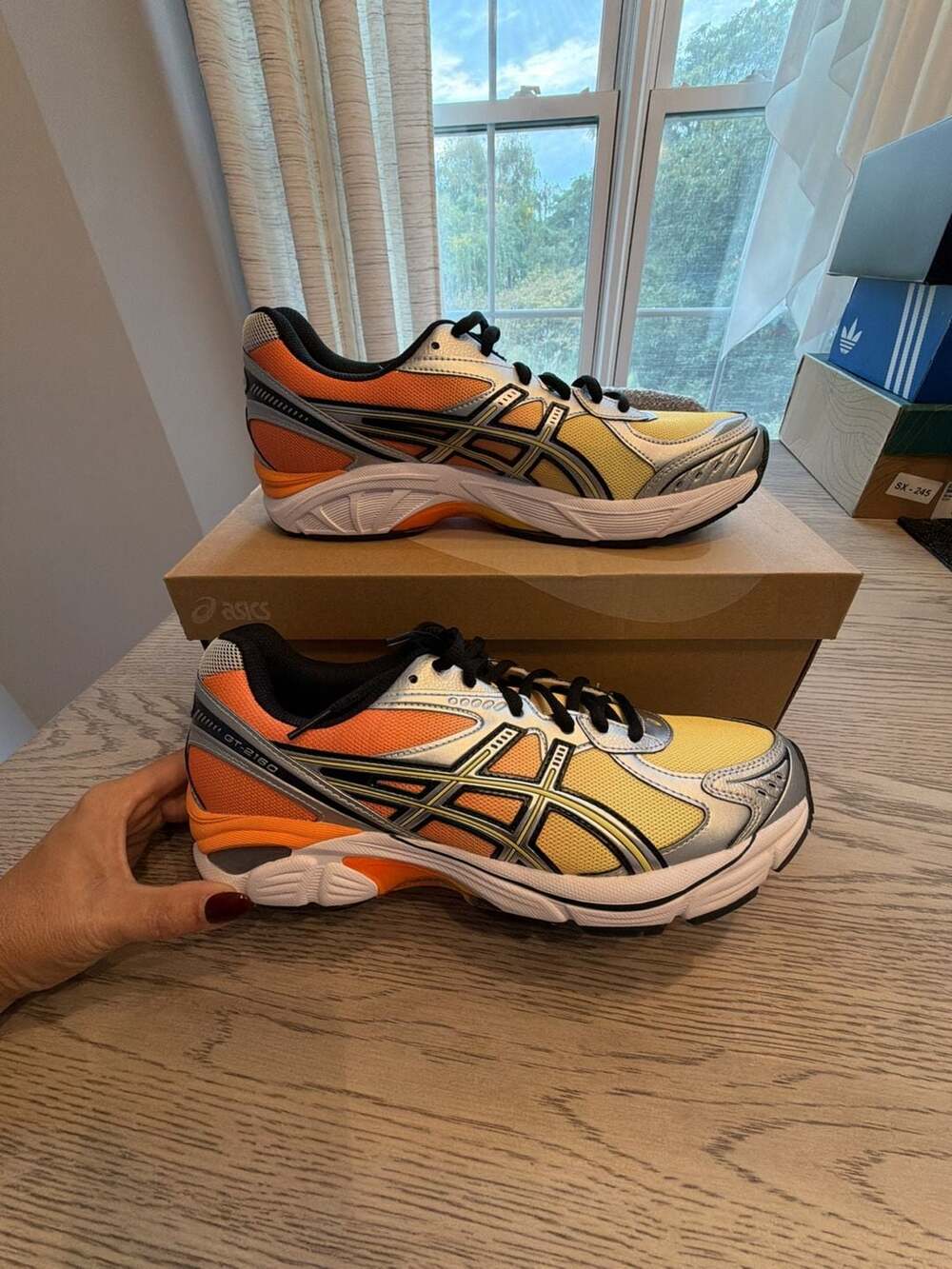 ASICS Size M10 Peach Orange Silver Sneakers